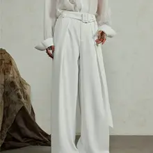 感あるデザインのワイドパンツ【高級感のある飾り帯付き・カジュアルスタイル・穴あけ不要】（セットアップ対応）