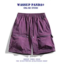 速乾工装ショートパンツ【メンズ・夏用・ジッパーポケット・アイスシルク・ビーチスタイル】（セットアップ対応）