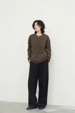 SUNYVONNE 長袖カジュアルTシャツ【カジュアル・レイヤード・シンプルデザイン・ドローストリング】