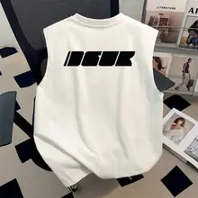 男女兼用 夏用 無地デザイン 背心Tシャツ【高級コットン・インパクトプリント】