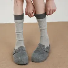 秋冬向け 厚手のストライプソックス【柔らかいバレエ風・コントラストカラー・カシミヤ使用】