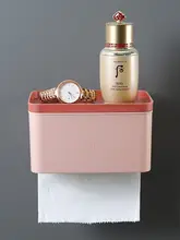 穴あけ不要の多機能トイレットペーパーケース【洗面所用・収納ラック付き】