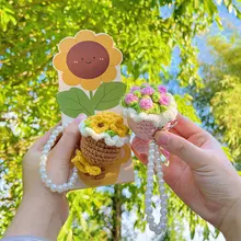 ミニバラとひまわりの花束キーホルダー【パールビーズ付き・バレンタイン用・完成品】