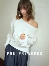 オフショルダー ゆったり 日焼け防止 天丝 ウール ニット Tシャツ