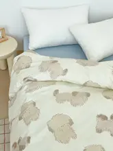 かわいいデザイン！小犬の全棉ベッドカバー【感・ふわふわ・シングル用】