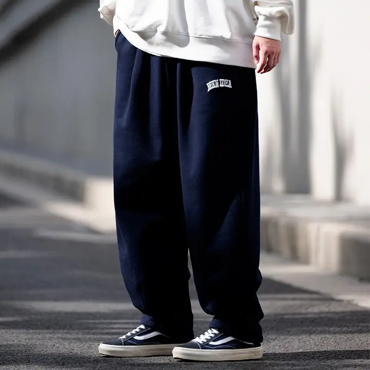 ヴィンテージ風 ゆったりとしたスポーツカジュアルパンツ【男女兼用・無地】