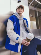 冬用 メンズコットンアウター【厚手・ブルー・大サイズ・スタイリッシュ】