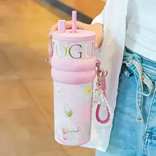 高容量の保温スリムカップ【女性向け・カラフルデザイン・陶器製・携帯用】