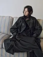 独特なデザインの編み込みコート【晕染・フード付き・秋用】