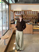 アメリカンヴィンテージ風のゆったりとしたストレートパンツ【ハイウエスト・通勤・カジュアル】
