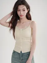 Vネック白レースキャミソール【胸パッド付き・春夏用・女性用】
