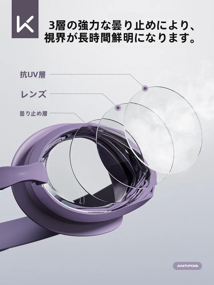 高解像度防水防曇女性用スイミングゴーグル：近視対応で快適な水泳を実現