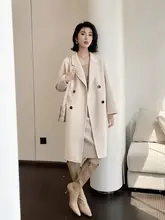 クラシックなコクーンシルエットのダブルフェイスウールコート【中丈・女性用・小柄向け】