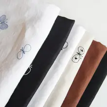 刺繍デザイン 蝶モチーフのコットンリネン生地【DIY用・6色セット・テーブルクロス・衣類用】