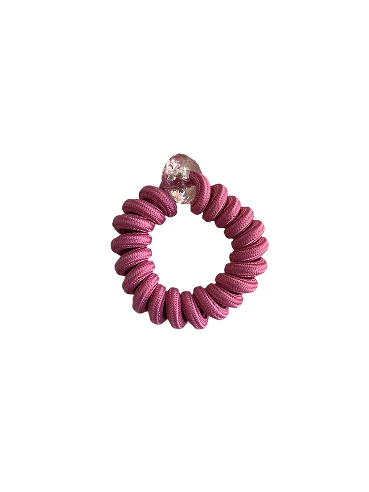 高弾力の無痕デザイン！カラフルな螺旋型ヘアゴム【馬尾用・ドパミン色】