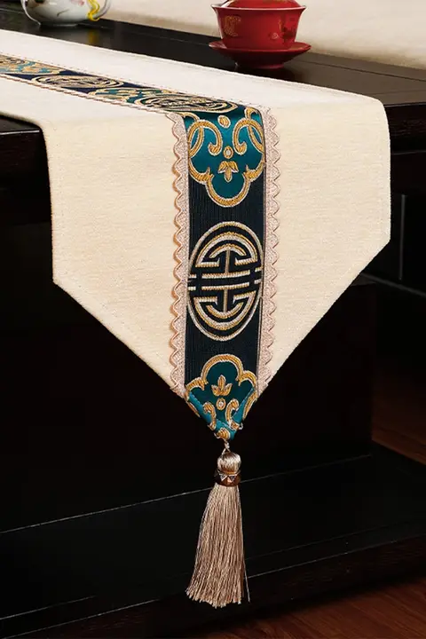 防水テーブルクロス 中式禅デザイン【赤木製茶卓用・リビング用・布製】