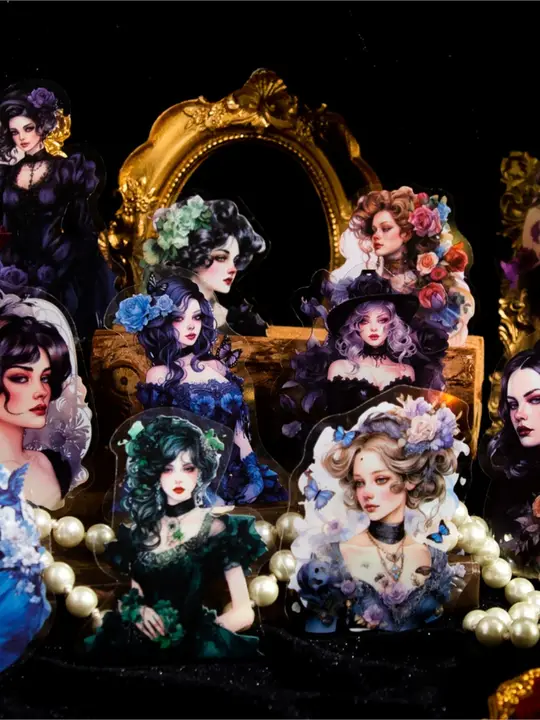 バレット ジャーナル シール ミステリー サイド タイプ レトロ スタイル キャラクター グリーティングカード デコレーションシール