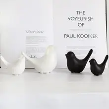 北欧風 陶製 白黒小鳥 インテリアデコレーション【モダンデザイン・デスクトップ装飾用】