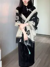 極上の柔らかさのシフォンストールとチーパオのコーディネート【カメリアデザイン・日常使いに最適・秋冬用】（セットアップ対応）