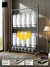 二段式移動式ハンガーラック【強力耐荷重・家庭用・ドレッシングルーム用】