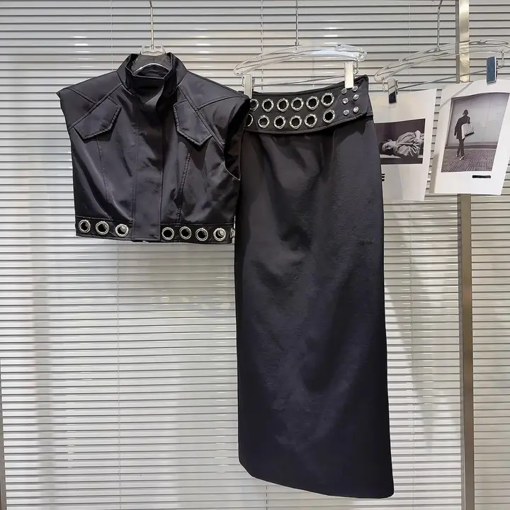 暗黒ガールズメタルリングショルダーベスト＆ロングHスカート（セットアップ対応）