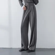 高級グレーのハイウエストテーパードパンツ【フィット・通勤・カジュアル】