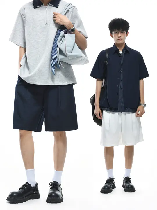 極上の柔らかさの抗皺透気性仿牛仔肌理のゆったりストレートカジュアルショートパンツ【男性用・夏向け】