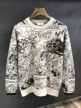アートデザインのラウンドネックニット【秋冬用・男性用・双面提花】