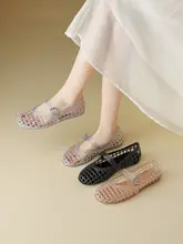水晶風の果冻シューズ【夏用・通気性・軽量マリージェーン】