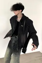 デザイン性の高いパッド付きデニムジャケット【ヴィンテージ仕上げ・ショート丈・男女兼用】