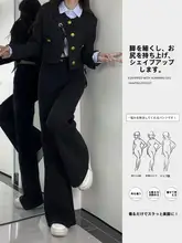 黒のハイウエスト微喇牛仔パンツ【女性用・極上の柔らかさ・スリムフィット】