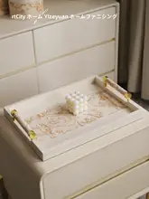 高級感ある香薰トレイ【クリーム風・デザインレザー製・リビングや玄関に最適】