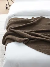ソファブランケット ひざ掛け 極太ニット 無地 ブラウン インテリア 冷房対策 仮眠 ヴィンテージ シンプ ル