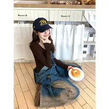 ヴィンテージスタイルデニムサロペットパンツ【ワイドレッグ・フィット・カジュアル】