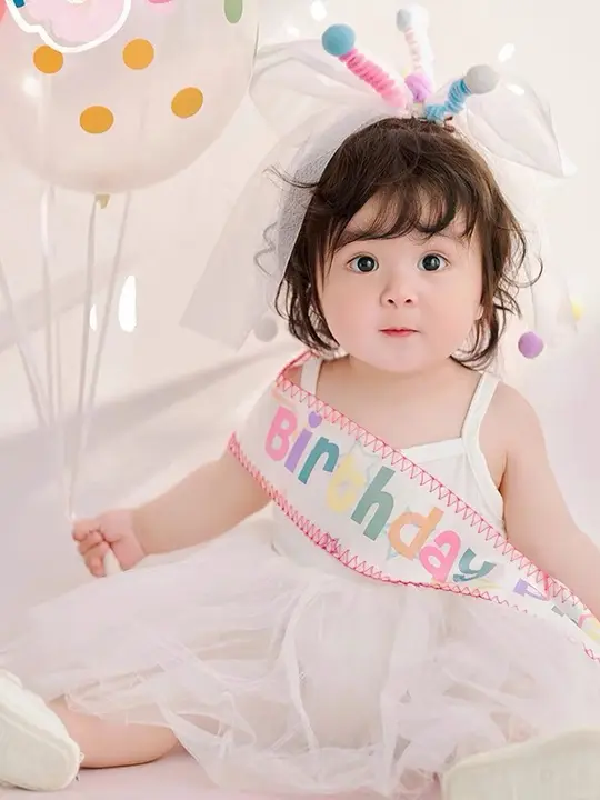 子供用バースデーパーティーヘッドアクセサリー【ボウタイ・プリンセスベール・かわいいヘアクリップ付き】