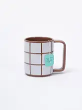 マグカップ コーヒーカップ セラミック モザイク ヴィンテージ ブラウン 白黒チェック 朝食 カフェタイム 「URFF DECO」