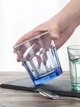 グラス レストラン 家庭用 青色 九角型カップ 飲み物 酒