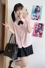 シャツ レディース 夏 JK 制服 学院風 短袖 薄桜色