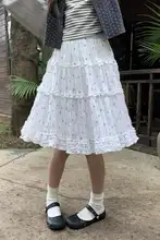ミモレ丈 フレアスカート レディース 水玉 フリル ゆったり 韓流 きれいめ 上品 着回し 夏 「hollyii」