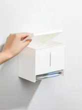 壁掛けトイレットペーパー収納ボックス【穴あけ不要・ウェットティッシュ収納可・バスルーム用】