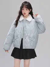 フード付きダイヤモンドキルティングデザインの冬用ダウンコート【極上の柔らかさ・暖かい・レディース】