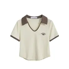 大きいサイズ ポロ襟短袖Tシャツ【レトロスタイル・体型カバー・夏用】