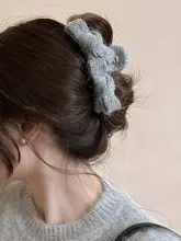 大サイズ毛糸リボンヘアクリップ【おしゃれなシュシュ・後頭部用・女性用】