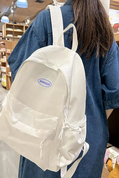 シンプルなデザインのメッシュリュック【学生用・女子向け・二重肩ベルト】（セットアップ対応）