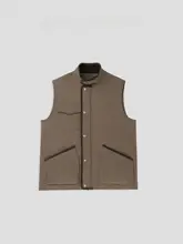 クラシックダイヤモンドキルティング柄の立襟コットンベスト【アメリカンスタイル】