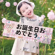 誕生日おめでとう！子供用手持ちミニ横断幕【撮影用・装飾用・男女兼用】