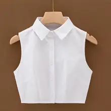 ハイネック重ね着用トップス【フリル衿・ホワイト・コットン素材】