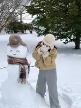 白色の二重毛皮耳あて帽子【防寒・暖かい・レディース・雪の日用】