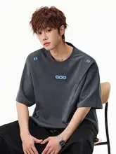 カラーブロック刺繍入り半袖Tシャツ【男性用・立体裁断・フィット】