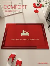 吸水性の高い赤色の滑り止めバスマット【浴室・玄関用・デザインマット】